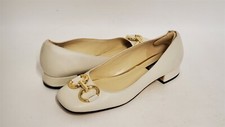 Nine West Women's Works Dress Flat Shoes with Gold Buckle Chic Cream 150, 8 M US