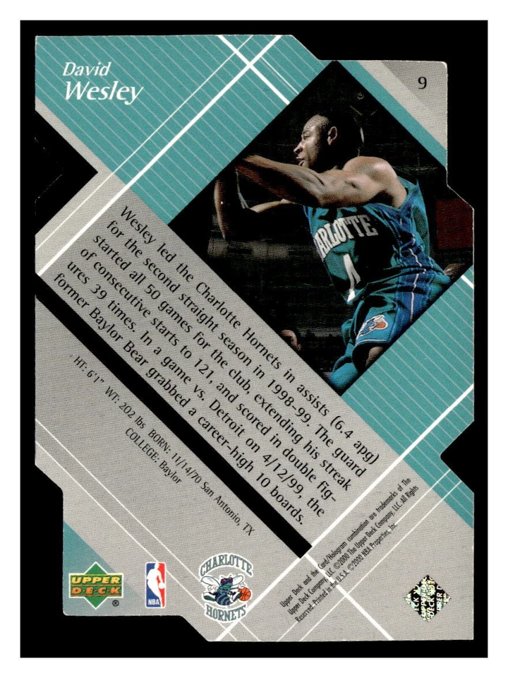 DAVID WESLEY 2000 UPPER DECK BLACK DIAMOND FINAL CUT /100 9 - Image 2 of 2