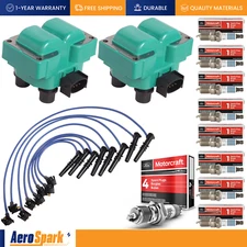 MOTORCRAFT PLATINUM SPARK PLUG & PREMIUM IGNITION COIL & WIRE FOR FORD 4.6L 5.0L