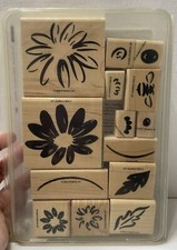 Stampin' Up 2000 Definitely Decorative Daisy Set 14 Wood Mounted Rubber Stamps