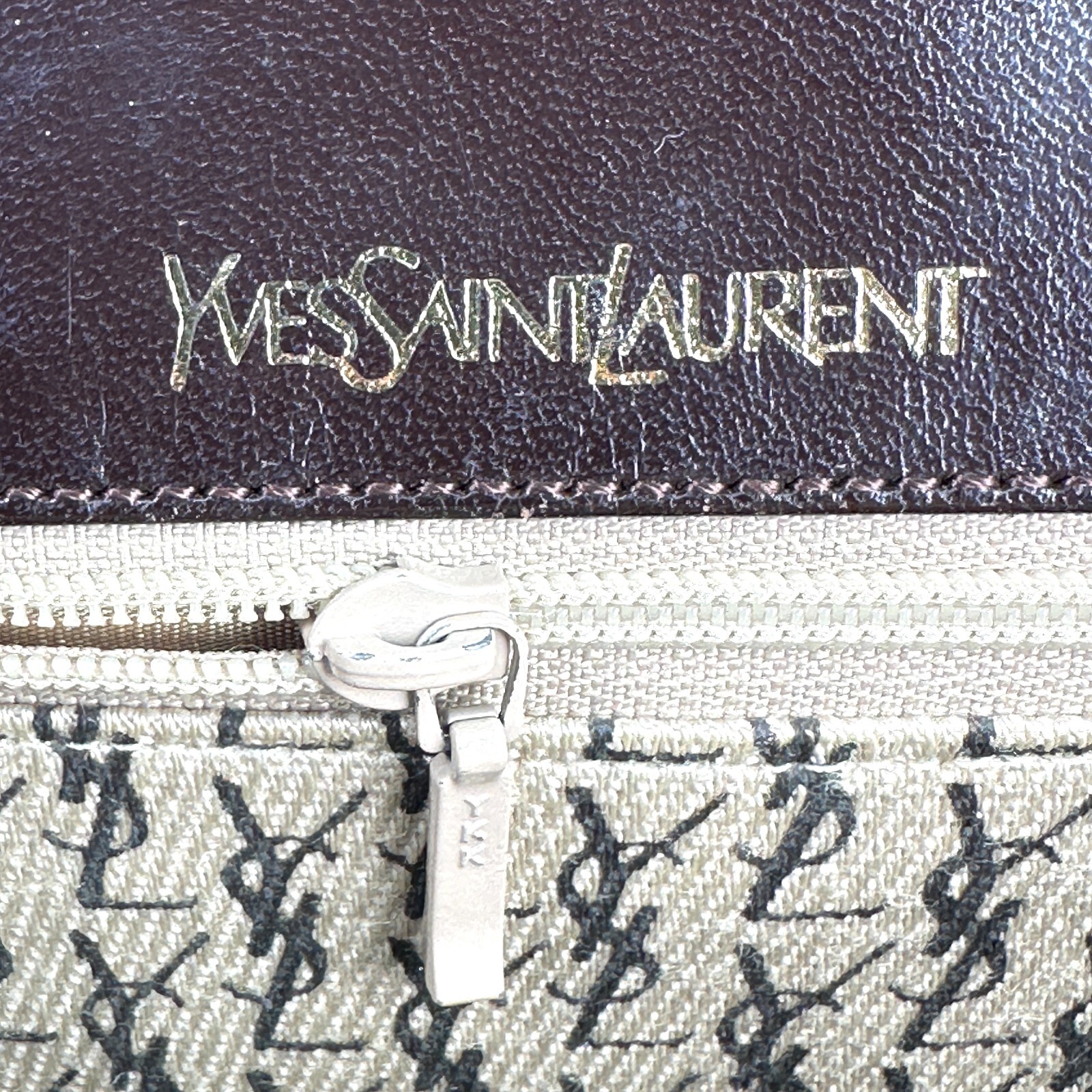 Borsa pochette Yves Saint Laurent YSL marrone trapuntata in pelle originale #A378