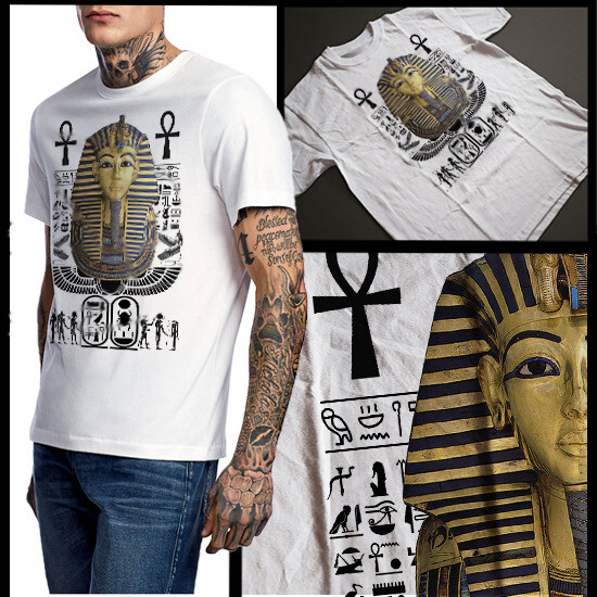 Egyptian Pharaoh TShirt Ancient Egypt Ankh And Hieroglyphic Kemetic