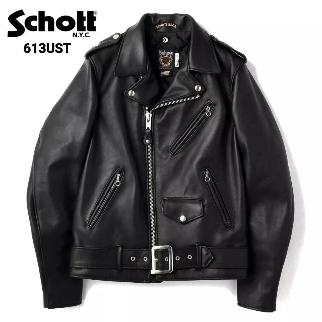 Schott Perfecto Double Leather Riders Jacket Size 44 One Star Made in USA