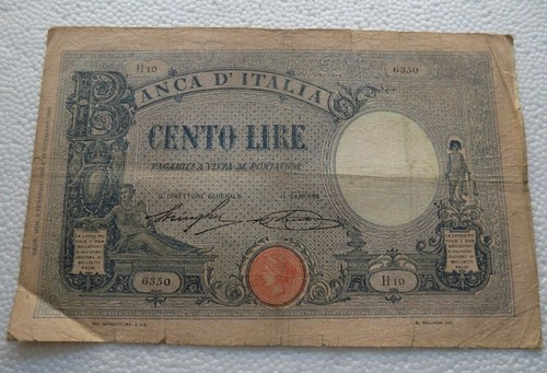 Lire 100 Azzurrino (Decreto) 02/02/1926 R3 Stringher Sacchi - Picture 3 of 4