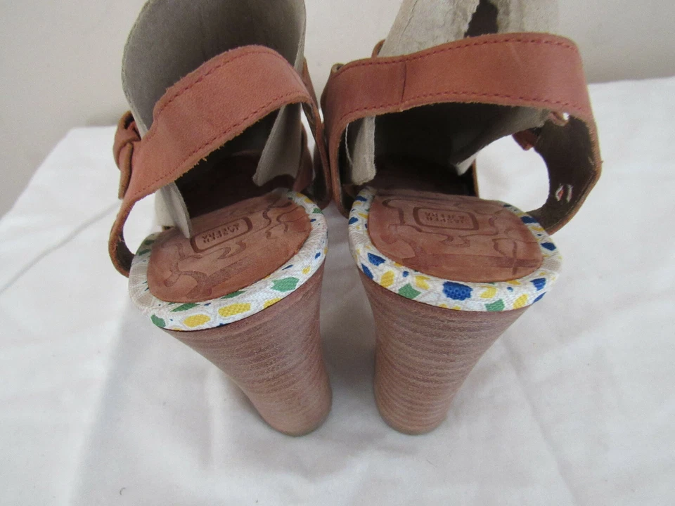 NUEVO JASPE&JEERA DETALLES PERFORADOS FAIROUZ CUERO CUBO TACÓN SANDALIAS 8.5 B  Foto 3 de 4