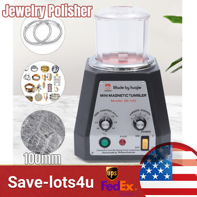 Mini Polishing Polish Machine Magnetic Tumbler 100mm Jewelry Polisher Diamond US