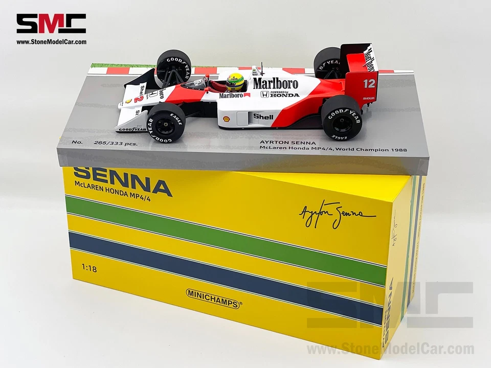 Mclaren MP4/4 Ayrton Senna 1988 F1 World Champion 1:18 MINICHAMPS Box with Decal - Image 3 of 4