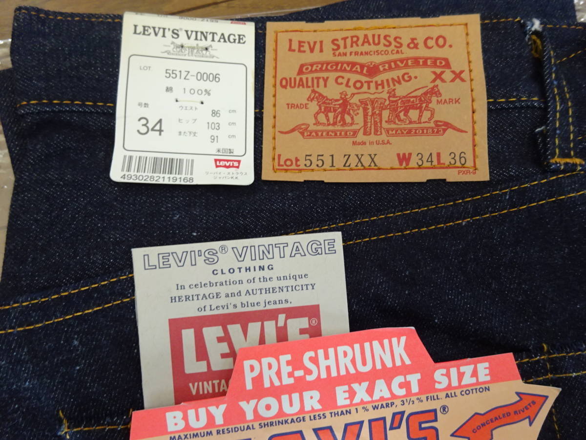 LEVI'S 551ZXX 551Z-0006 W34 L36 Valencia factory made 1960s LEVI'S 551ZXX 551Z-0006 W34 L36 Valencia factory made 1960s