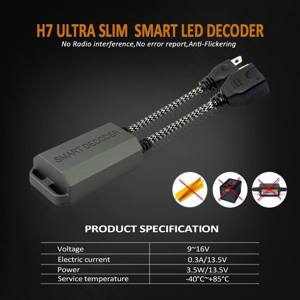 H7 LED Canbus Decoder Bestview - Anti-Flicker Resistor Harness For LED ...