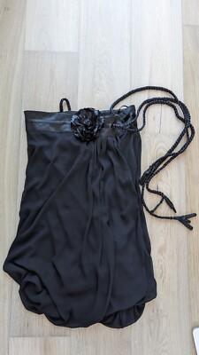$350 Emanuella Y Silk Chiffon Rose Flower Pin Brooche Party Little Black Dress M