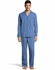 Hanes Men's Woven Pajamas Set Shirt Pants Sleep Loungewear 29.5 in Inseam S-5XL