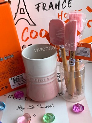 AUTHENTIC LE CREUSET POWDER PINK MINI CROCK UTENSIL HOLDER w3 MINI