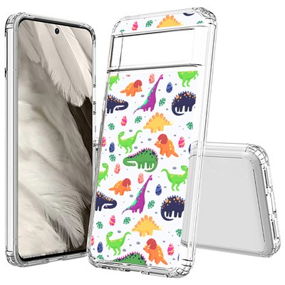 For Google Pixel  (8a,8 Pro,8,7a,7 Pro,7,6),Slim Cover,Dinosaur 7 Print,USA