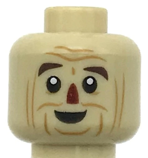 Lego New Tan Minifigure Scarecrow Head Reddish Brown Eyebrows Dark