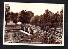D6642 UK Rustic Weir Bridge Bedford PU1930 RPPC vintage postcard
