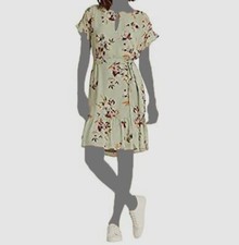 $145 Ralph Lauren Women's Green V-Neck Floral-Print Crepe Dress Size 12