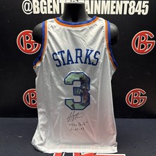 John Starks Signed New York Knicks The Dunk Inscribed Art Jersey Steiner CX COA