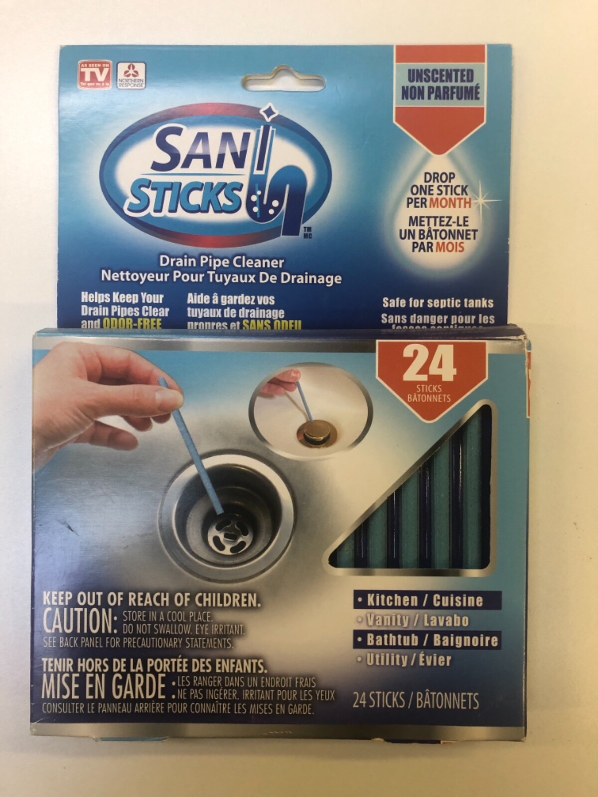 Sani Sticks 24 Pk Keeps Drains & Pipes Clear Odor Free As seen on TV