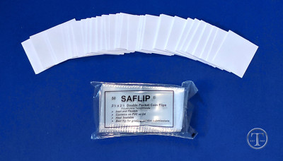 50 2.5 x 2.5 Saflips with Inserts  2 1/2 x 2 1/2 SAFLIP Coin Flips - PVC Free
