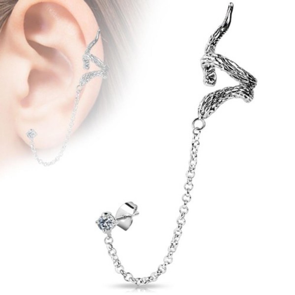 1 Ohrklemme Schlange Ohrclip Ohrstecker Ear Cuff Kette Fake Ohrring Helix Gothic-image