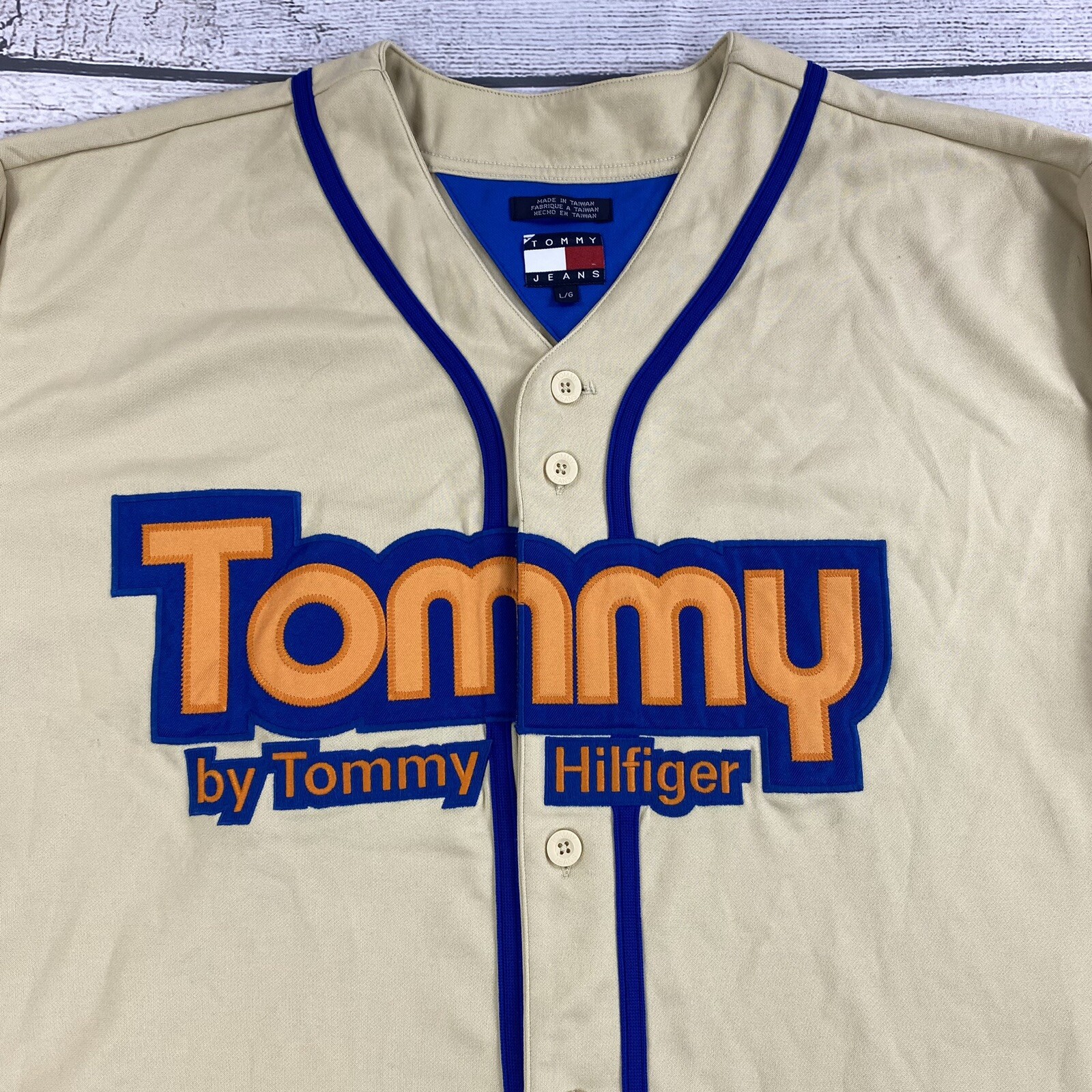 Vintage Tommy By Tommy Hilfiger Men Size Large Baseball Button Down Jersey image 2