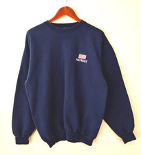 Vintage Patriot American Flag Sweatshirt Medium Blue Embroidered Hanes Ultimate