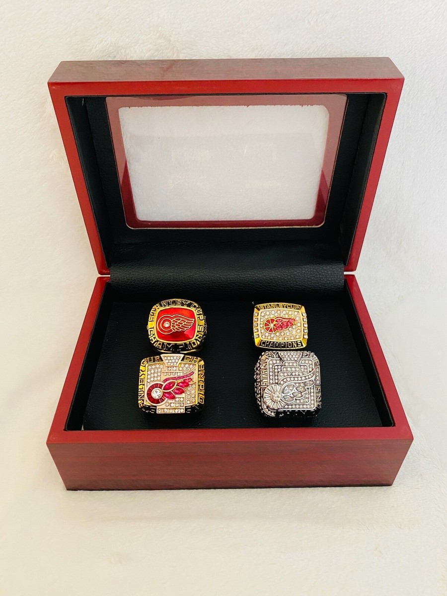 4 PCS Detroit Red Wings Stanley Cup Championship Ring Set W Box 