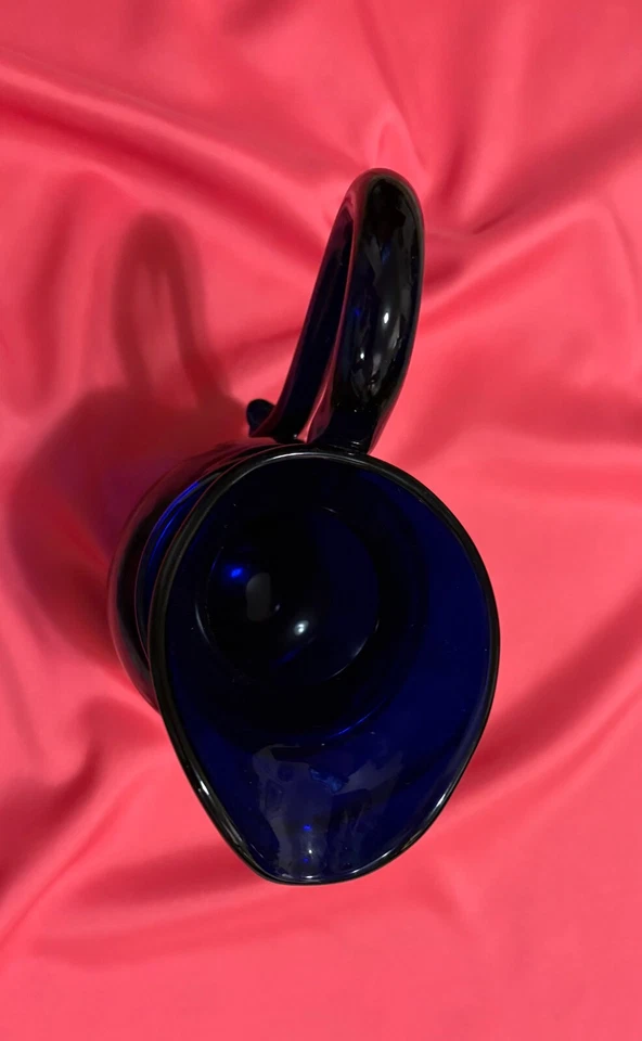 JARRA DE COLECCIÓN AZUL COBALTO SOPLADA 9" DE ALTO con PIE~FIRMADA M~¡HERMOSA! Foto 4 de 4