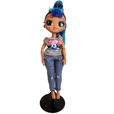 MGA Entertainment LOL OMG Punk Grrrl Fashion Doll Blue Braided Hair Flocked Side