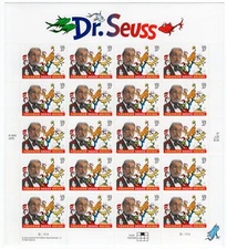 US 2003 SC 3835 37c Dr. Seuss, Children's Author & Cartoonist - Sheet of 20 MNH