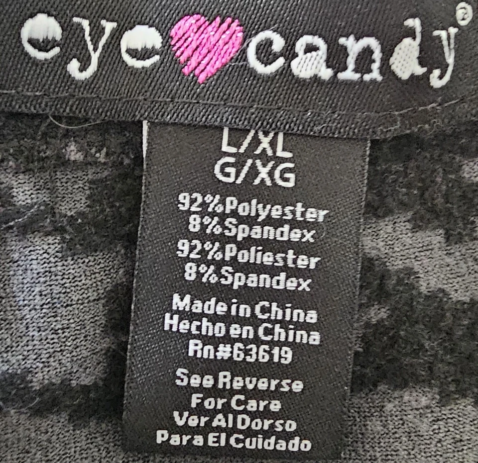 Eye Candy Womens Legging Pants Size L/XL Large X Large Black Gray Striped - Image 2 of 4