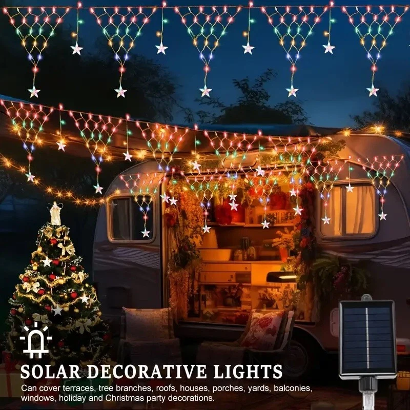 Solar Fairy String Lights LED Garden Lights Curtain Net Mesh Ramadan Party Decor
Opens in a new wind