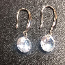 3320 Sterling silver 925 Round CZ dangle drop earrings
