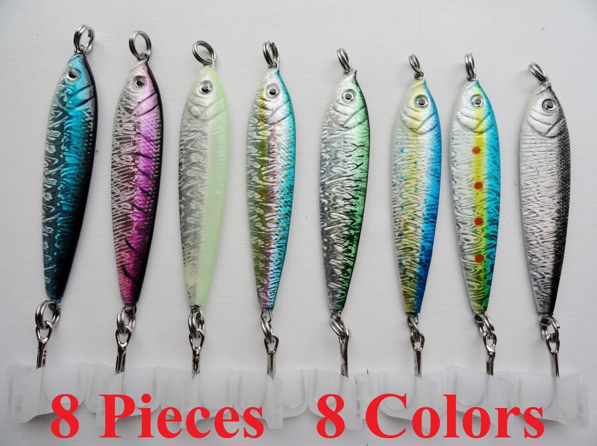 Esche Metalliche Mega Live Bait 2.5 Oz – Set 5 Pezzi Per Pesca In Acqua Salata Con Ganci