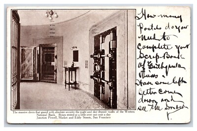 Western National Bank Vault Doors San Francisco CA 1907 UDB Postcard V10