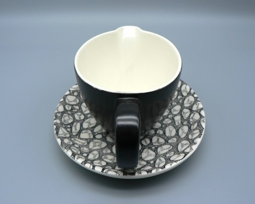 POOLE POTTERY BLACK PEBBLE SAUCEBOAT & STAND C106 MID-CENTURY GRAVY DISH OVAL A1 - Picture 8 of 19