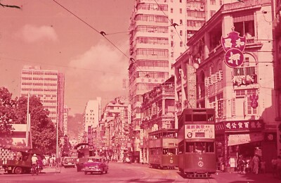 Hong Kong Wan Chai 1960 Kowloon Bus Company Double Deck Tram 35mm Photo J13634