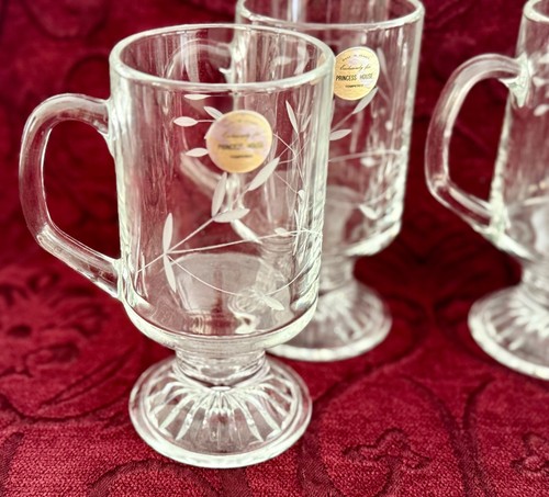 Princess House Heritage Set x 4 Heat Resistant Tempered Mugs, Original Labels - Picture 3 of 9
