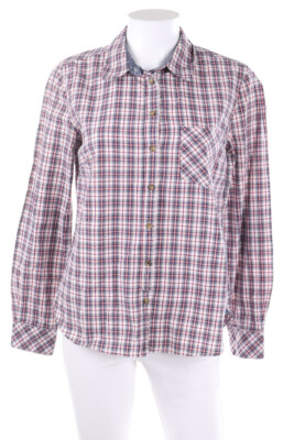 H&M LOGG Shirt Blouse Checked Elbow Patches D 38 navy blue