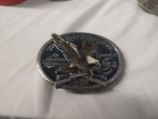 1985 C J "THE RIGHT TO BEAR ARMS" BELT BUCKLE GUARD IT OR LOSE IT. EAGLE. USA