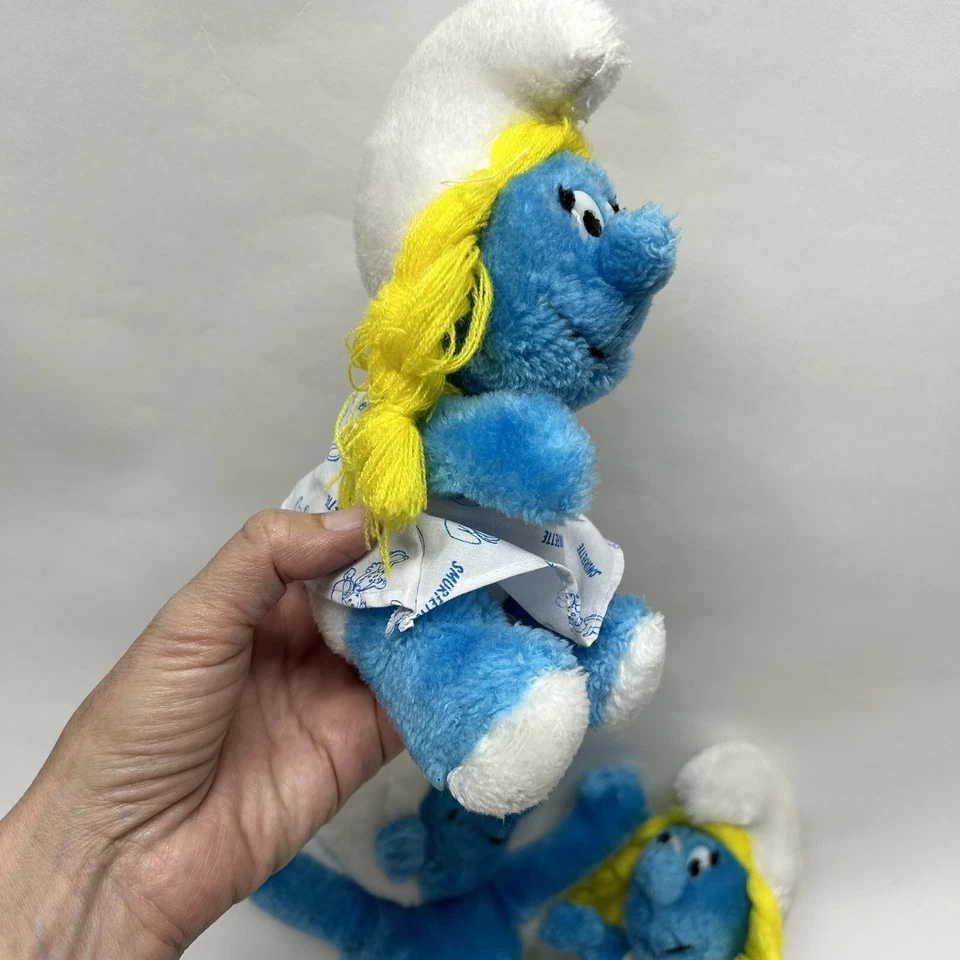 复古 1981 - 1982 年 批量 3 件 Ganze Bros. Smurfs One Boy 2 女孩 Plushes (H2) — 第 2/4 张图片