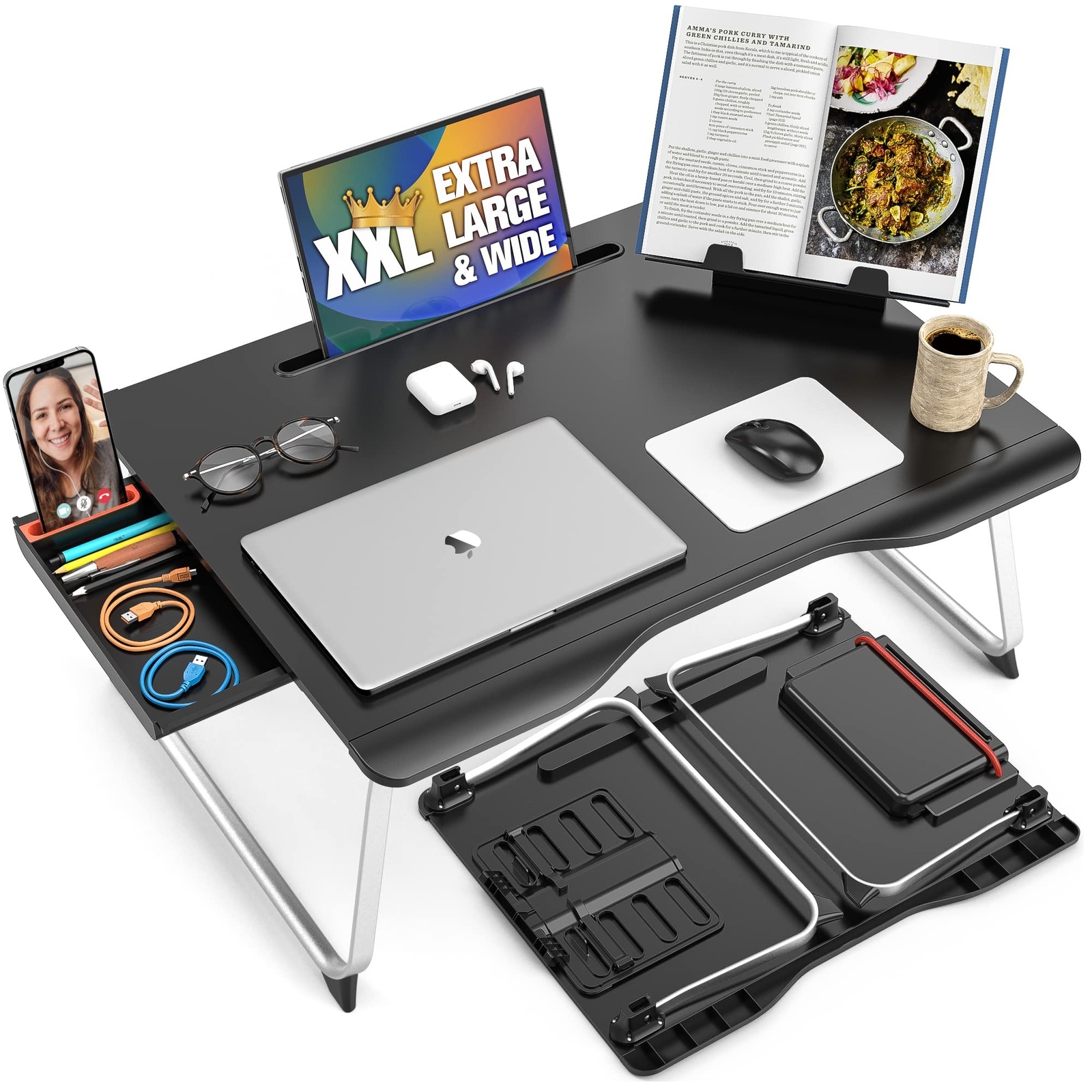 Cooper Mega Table [XXL Extra Large] Folding Laptop Desk for Bed, Laptop Stand...