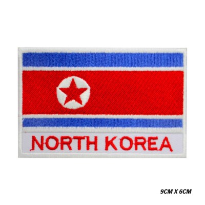 Nordkorea Flagge bestickt Aufnäher Bügelbild/Aufnähen Patch für Kleidung