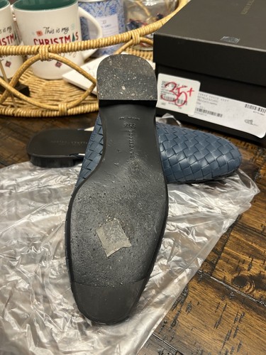 Bottega Veneta Leather Slippers Intrecciato Nappa Denim Size 35.5 - Picture 7 of 9