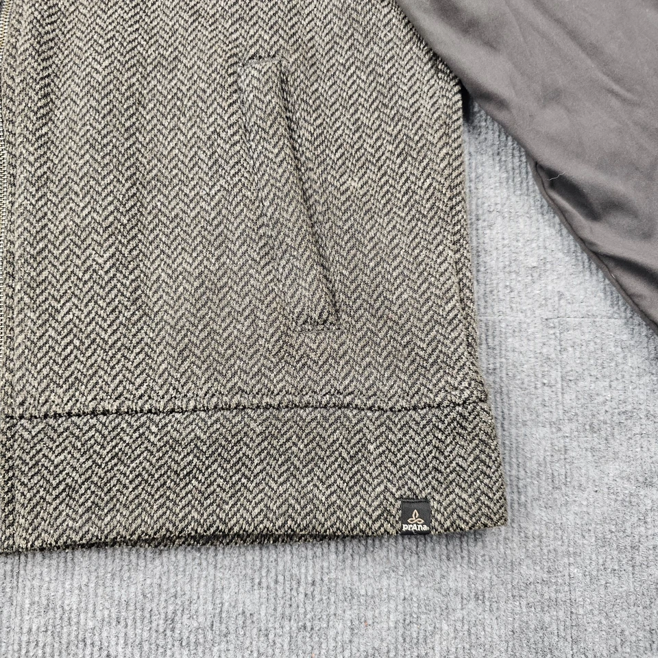 PrAna Zion Sudadera con Capucha Para Hombres Gris Medio Chaqueta Cremallera Tejida Exterior Utilidad Camping Foto 4 de 4