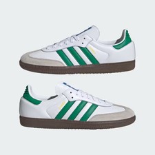 adidas Samba OG Fashion Shoe White Green IG1024 Men  s Size