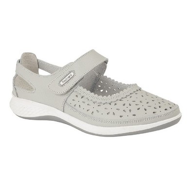 Boulevard L9552 Wide Fit Touch Verschluss Fenster Rückseite Lochleiste Schuhe hellgrau