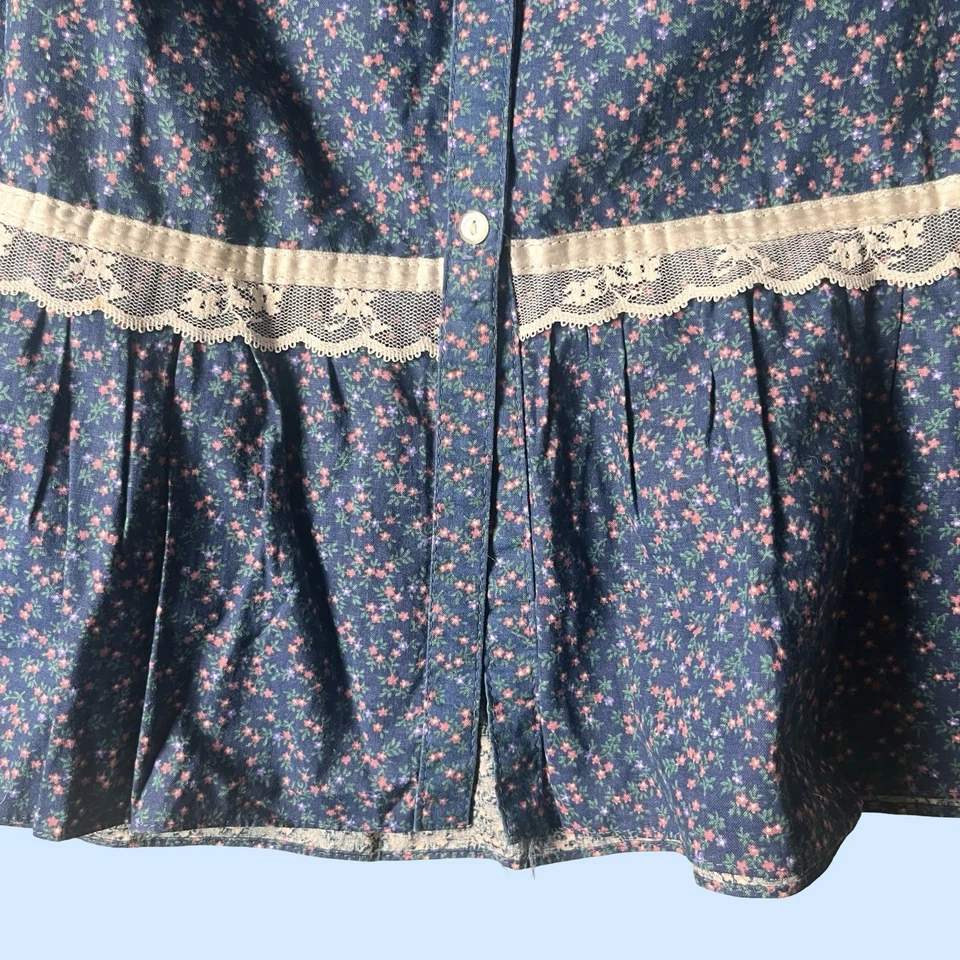 Jessica’s Gunnies Vintage 70s Ruffle Skirt Gunne Sax Blue Cottage Prairie Boho - Image 3 of 4