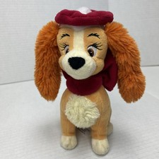 Disney Store Lady and the Tramp Plush Red Christmas Winter Dog Stuffed Animal