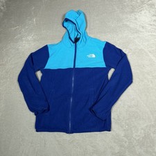 The North Face Jacket Youth Medium Blue Logo Hooded Fleece Full Zip Outdoors